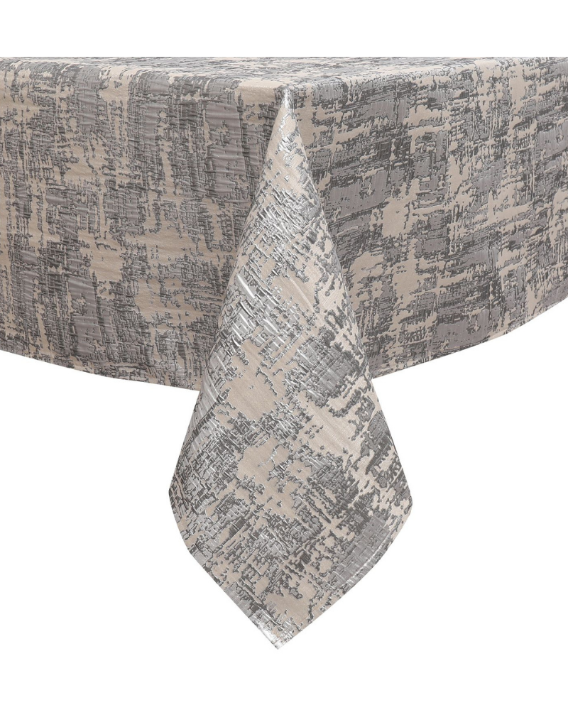 Jacquard Tablecloth Abstract Beige Silver #1223