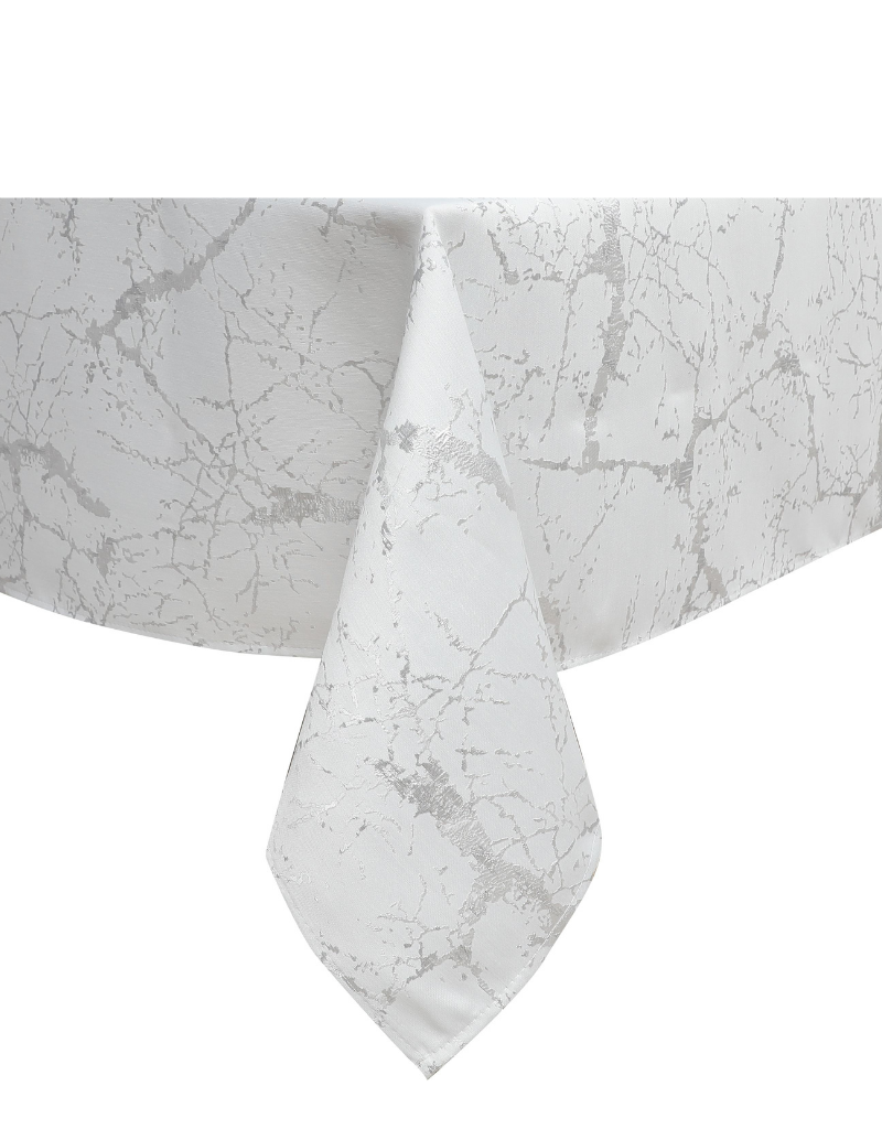 Jacquard White Marble Silver Tablecloth #1306