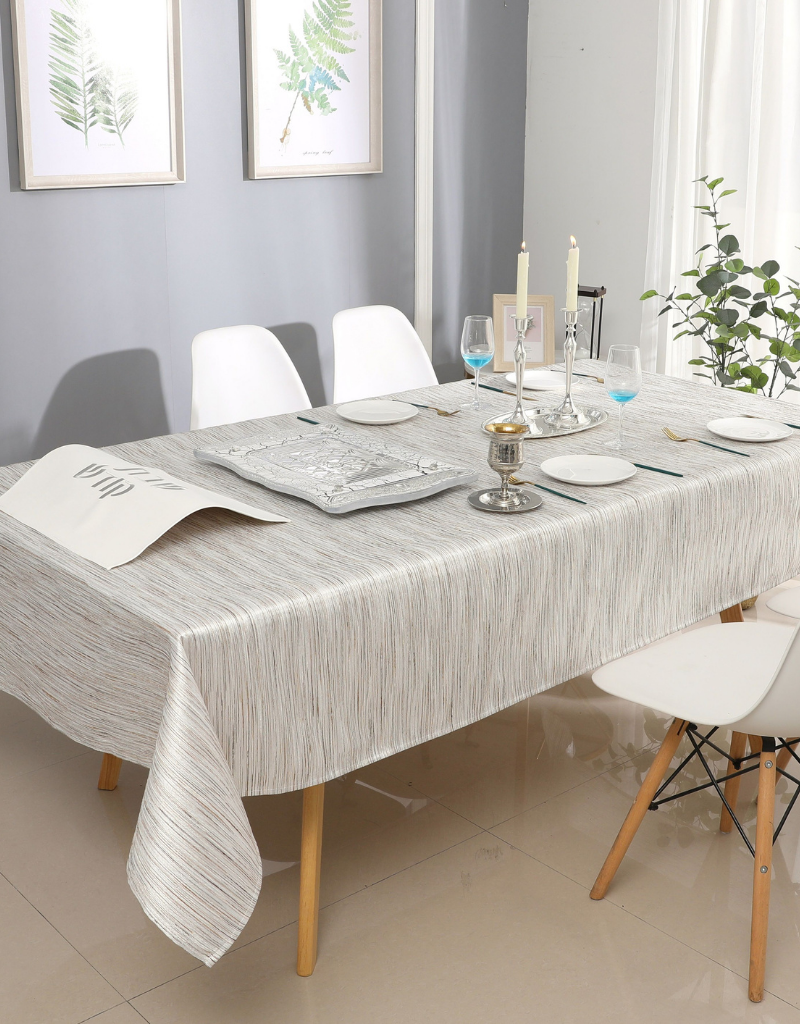 Jacquard Metallic Striped Tablecloth #1313