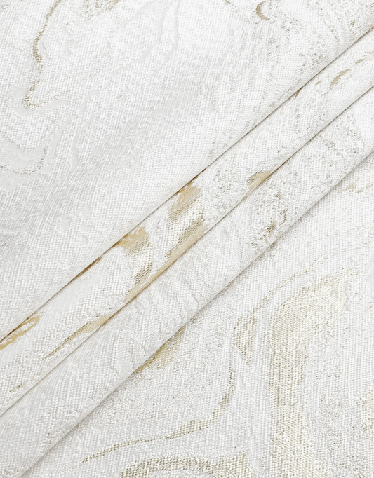 Jacquard White & Gold Wave Tablecloth #1327