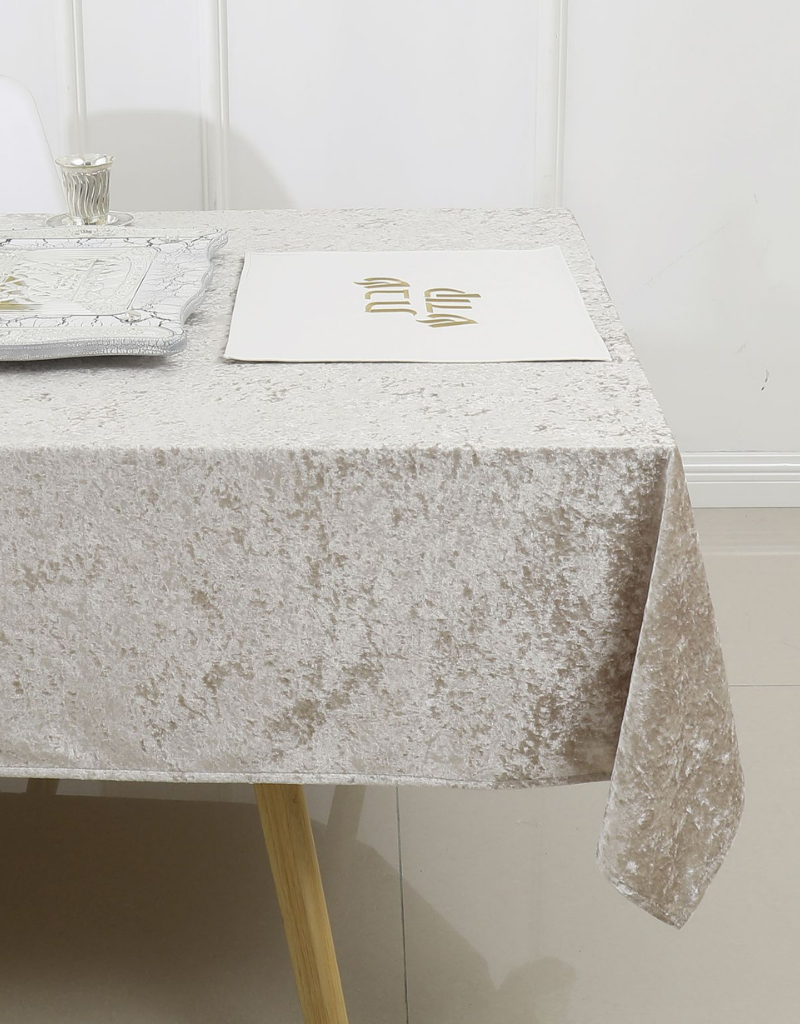 Crushed Velvet Beige Tablecloth #1404