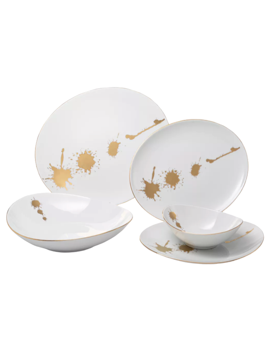 Vikko Luxe Gold & White Dinnerware 20 Piece Set