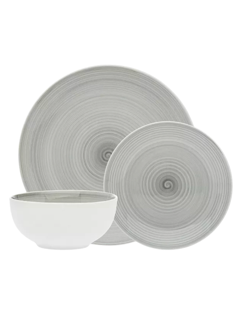 Spiral Grey 12 Piece Dinnerware Set