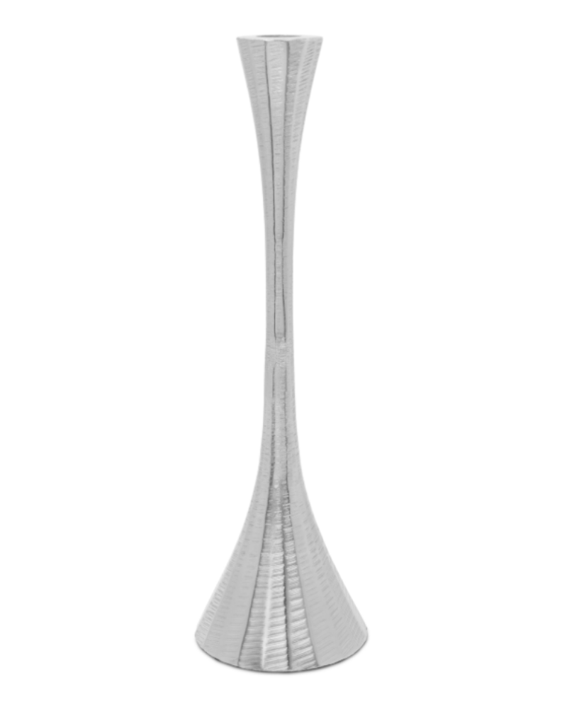 Silver Geometric Candlestick Set