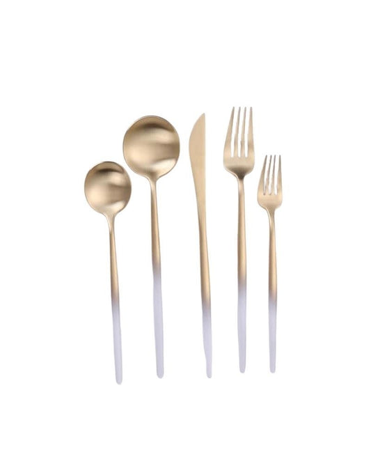 Vera White & Champagne Gold Flatware 20 Piece Set